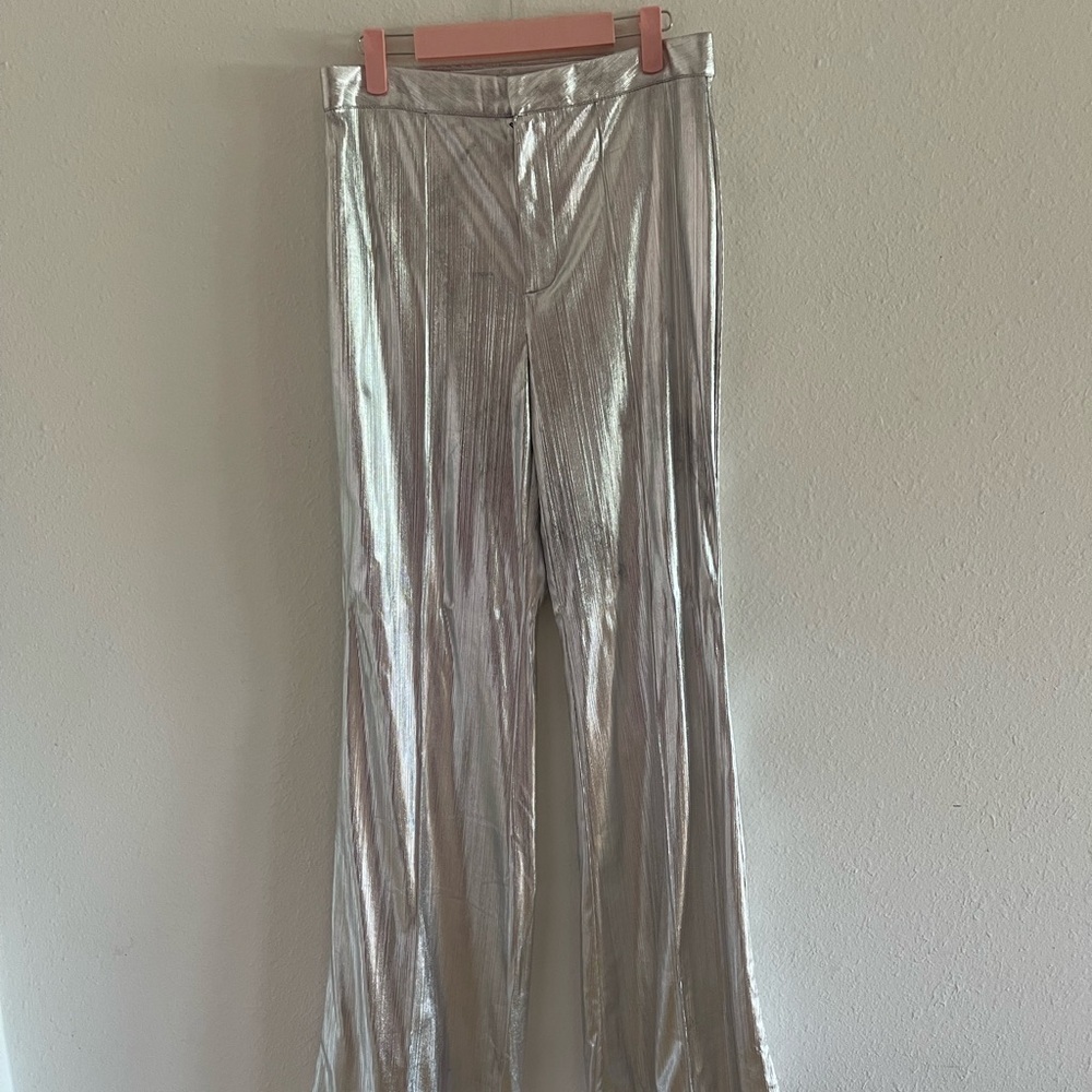 Flying Tomato Silver Wide Leg Pants